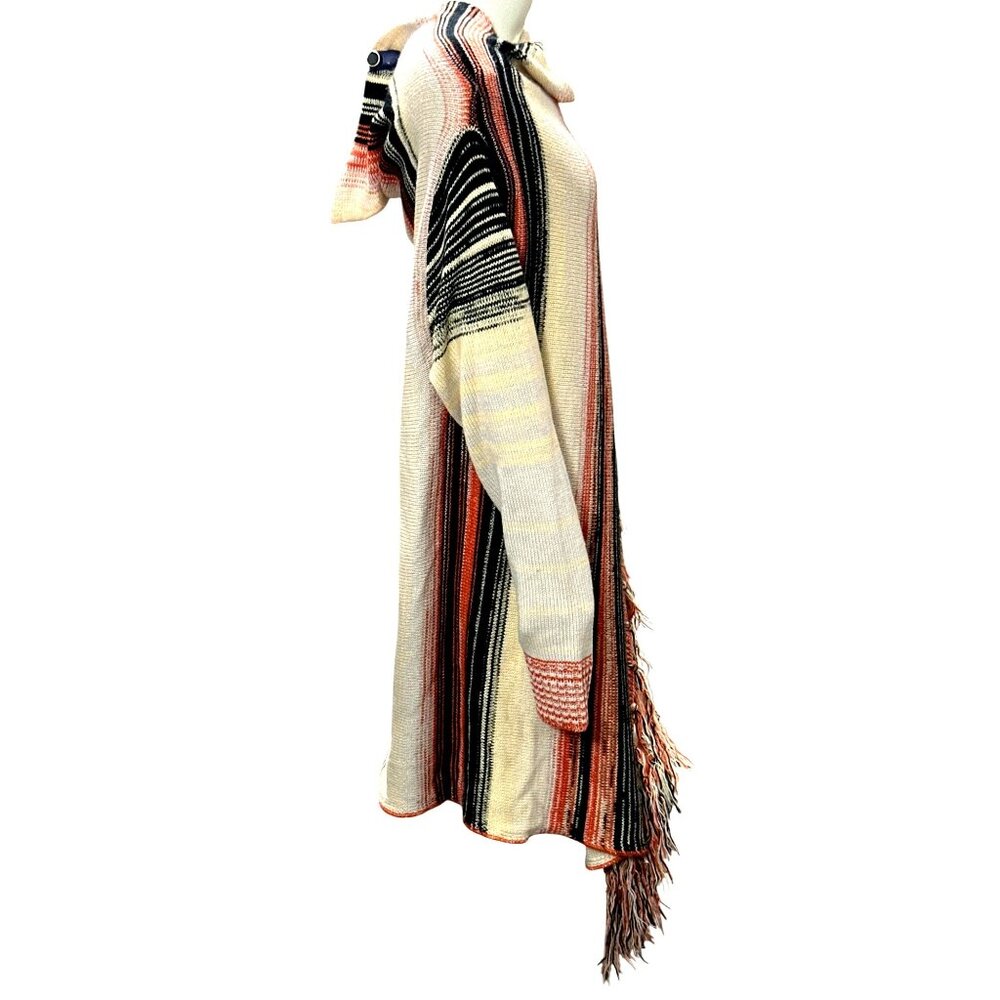 CCC Open Front Sweater Loose Fringe Long Wrap Knitted Cardigan Long Sleeve SZ XL - Picture 4 of 8